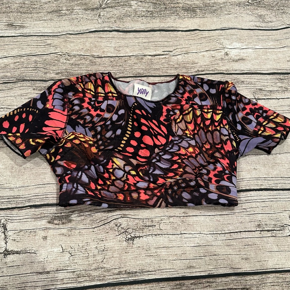 Vibrant Butterfly Print Crop Top